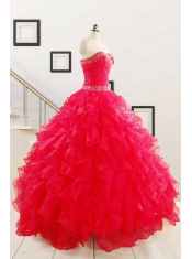 Pretty Ball Gown Sweetheart 2015 Sweet 16 Dresses in Coral Red