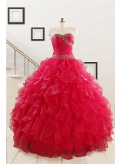 Pretty Ball Gown Sweetheart 2015 Sweet 16 Dresses in Coral Red