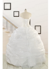 Pretty White Strapless 2015 Quinceanera Dresses with Beading