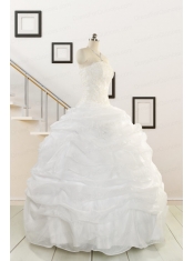 Pretty White Strapless 2015 Quinceanera Dresses with Beading