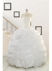 Pretty White Strapless 2015 Quinceanera Dresses with Beading