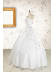 Pretty White Strapless Embroidery 2015 Sweet 16 Dresses