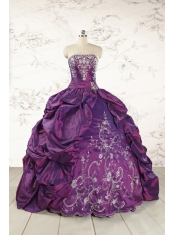 Purple Strapless 2015 Quinceanera Dresses with Embroidery Purple Strapless 2015 Quinceanera Dresses with Embroidery