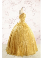 Romantic Sequins Yellow Quinceanera Dress with Strapless