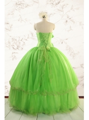 Spring Green Quinceanera Dresses with Beading and Bowknot for 2015 Spring