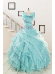 Sweetheart Organza Beading and Ruffles Quinceanera Dresses for 2015