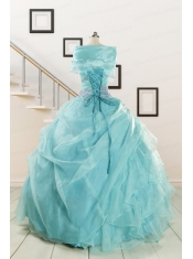 Sweetheart Organza Beading and Ruffles Quinceanera Dresses for 2015