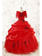 Top Seller Sweetheart Appliques Quinceanera Dress in Red