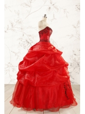 Top Seller Sweetheart Appliques Quinceanera Dress in Red