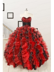 Unique Beaded Sweetheart Organza Quinceanera Dress in Multi-color