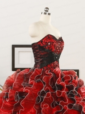 Unique Beaded Sweetheart Organza Quinceanera Dress in Multi-color