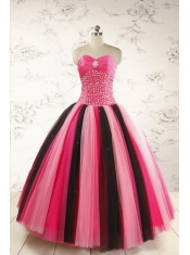 Unique Multi-color 2015 Quinceanera Dresses with Beading