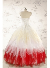 Unique Multi Color Sweetheart Ruffled Quinceanera Dresses wth Beading