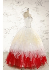 Unique Multi Color Sweetheart Ruffled Quinceanera Dresses wth Beading
