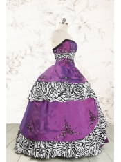 Unique Purple Quinceanera Dresses with Embroidery and Zebra