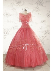 Watermelon Cheap Appliques Quinceanera Dresses for 2015