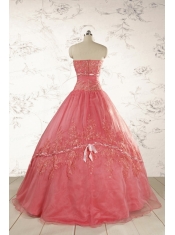 Watermelon Cheap Appliques Quinceanera Dresses for 2015