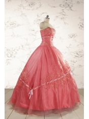 Watermelon Cheap Appliques Quinceanera Dresses for 2015