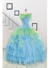 Wonderful Multi-color Strapless Beading Quinceanera Dress for 2015