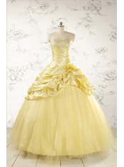 Yellow Sweetheart Ball Gown Quinceanera Dress for 2015