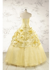 Yellow Sweetheart Ball Gown Quinceanera Dress for 2015