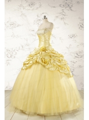 Yellow Sweetheart Ball Gown Quinceanera Dress for 2015