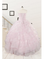 2015 Cute Baby Pink Quinceanera Dresses with Beading and Ruffles