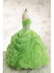 2015 Puffy Strapless Appliques Quinceanera Dresses in Spring Green