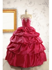 Appliques 2015 Hot Pink Quinceanera Dresses with Lace Up