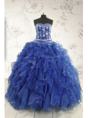 Beautiful Beading and Ruffles Quinceanera Dresses in Royal Blue