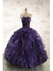 Elegant Sweetheart Appliques Purple Quinceanera Dress for 2015