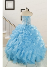 Luxurious Beading Apple Green Quinceanera Dresses for 2015