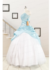 Pretty Beading Blue and White Quinceanera Dresses for 2015