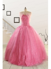 Simple Sweetheart Sequins Quinceanera Dress in Rose Pink For 2015