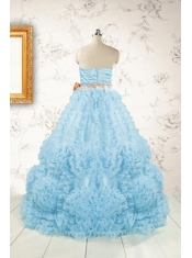 Unique Beading Aqua Blue Quinceanera Dresses for 2015