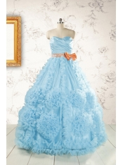 Unique Beading Aqua Blue Quinceanera Dresses for 2015