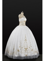 White Strapless 2015 Quinceanera Dress with Beading and Appliques