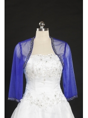 2015 Discount Royal Blue Long Sleeves Wraps with Beading