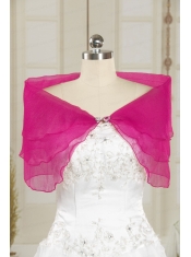 2015 Hot Pink Beading Shawls for Wedding Party