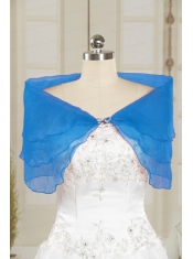 2015 Sweet Beading Open Front Shawls in Blue