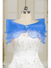 Beading Organza Blue Shawls for Wedding Party