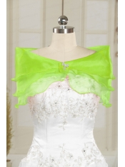 Beautiful Organza Beading Spring Green Shawls for Wedding