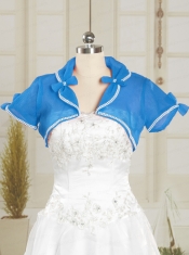 Beautiful Organza Beading Wedding Party Shawls in Blue