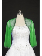 Elegant Olive Green Long Sleeves 2015 Wraps with Beading
