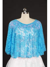 Fashionable Beading Lace Wraps in Aqua Blue