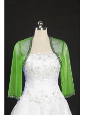 Green Long Sleeves 2015 Wraps with Beading