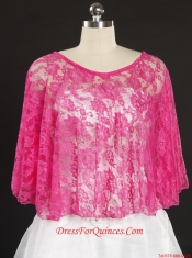 Hot Pink Beading Lace Hot Sale Wraps for 2015