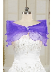 Ice Blue Organza Beading Shawls for Wedding