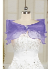 Lavender Organza Beading Shawls for Wedding