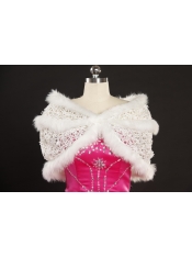 Rabbit Fur Beading Lace White Wraps for 2015